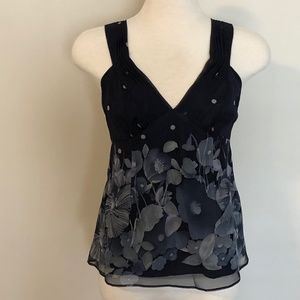 Like-New Navy Rebecca Taylor Silk Sweetheart-Top